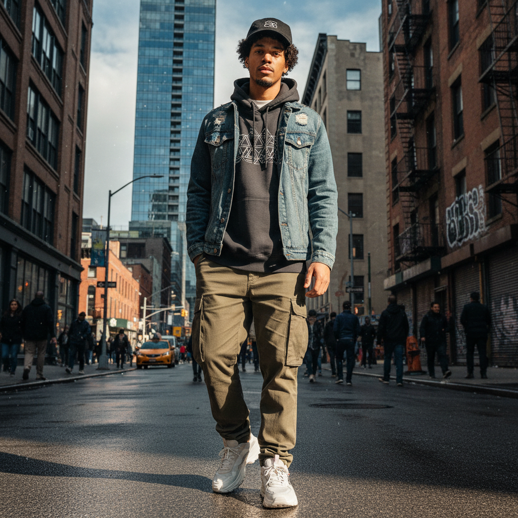 Young man with casual streetwear, confident Amsterdam entrepreneur